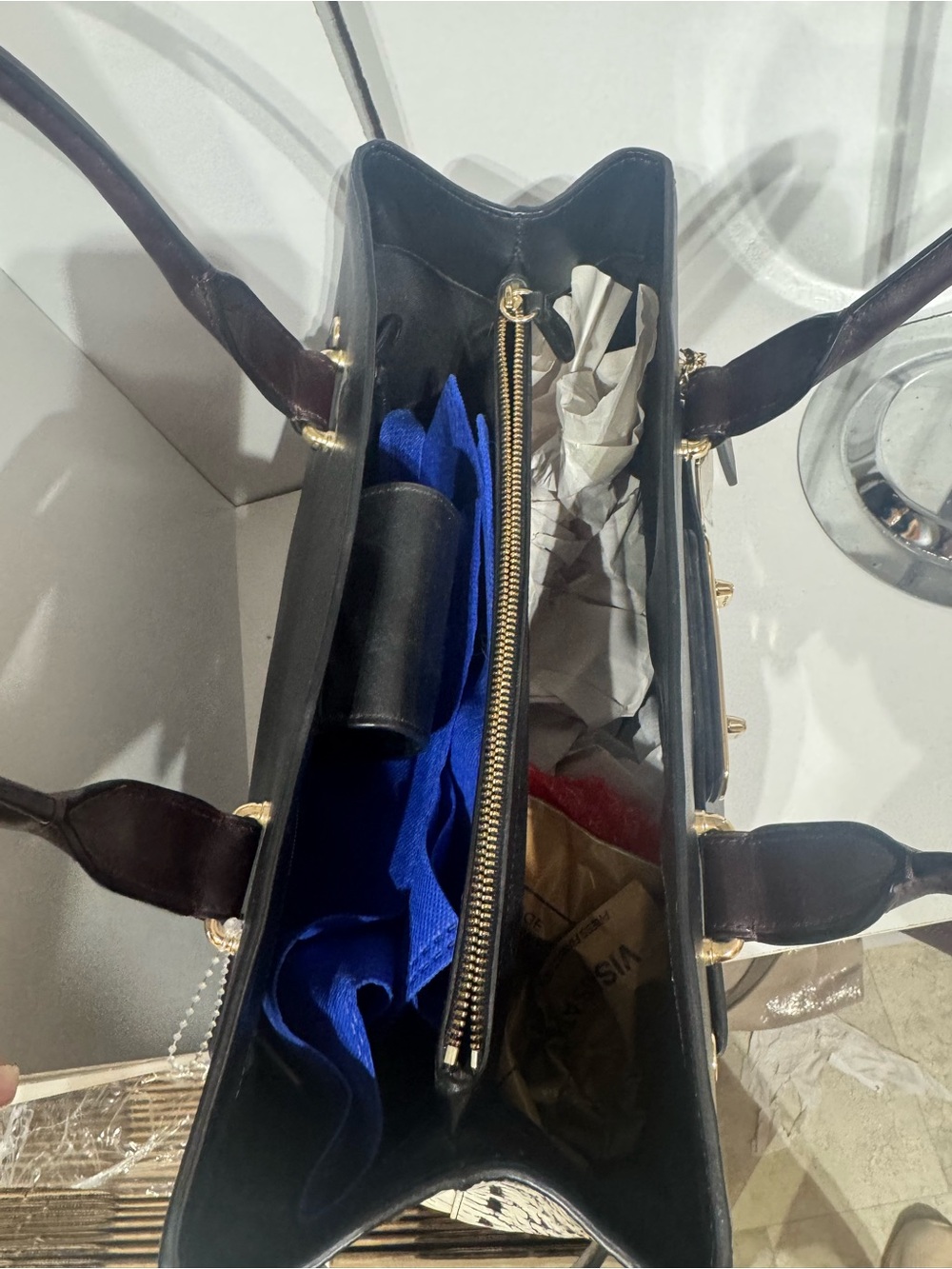 Coach Black and Dark Brown Leather Shoulder Bag with Gold Hardware - Picture 9 of 9
